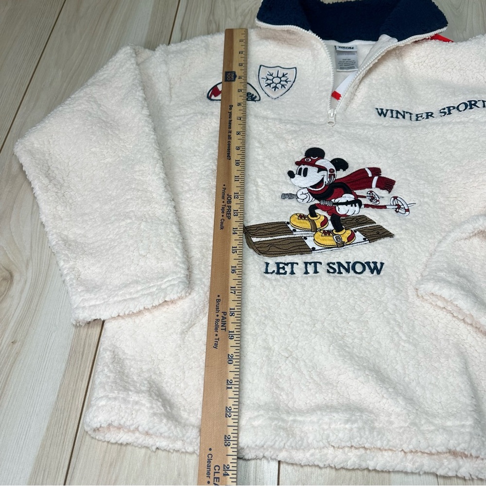 Disney Women's Mickey Mouse Ski Sherpa Quarter-Zip Sweater‎ Pullover Size XS New - Picture 5 of 13